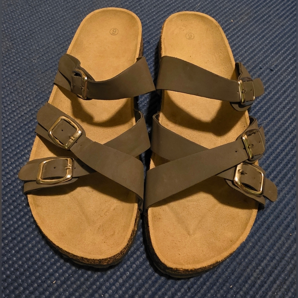 Women's Gray And Tan Sandals